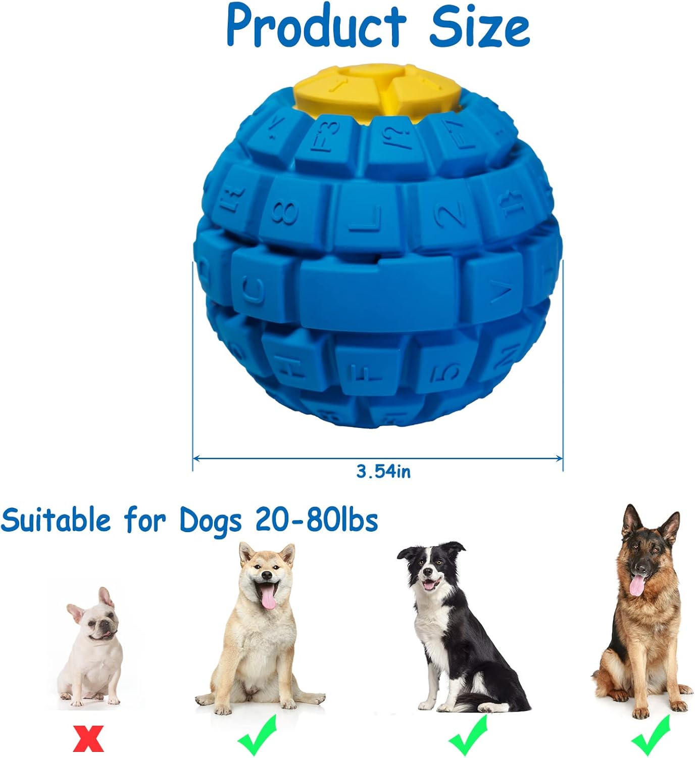 Juguete duradero para perros masticadores agresivos, pelota de juguete indestructible, bolas de goma para perros, bolas chirriantes para perros