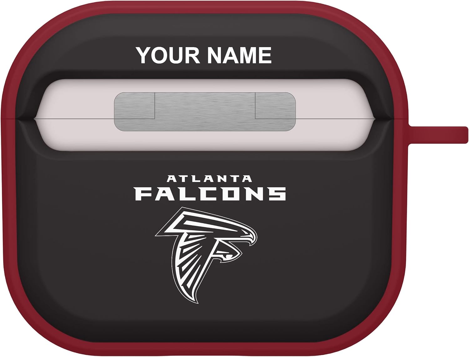 GAME TIME Atlanta Falcons HDX – Funda con nombre personalizado compatible con Apple AirPods Gen 3