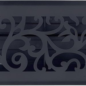 Precision Flow Registro de piso de acero de 4 x 12 pulgadas, diseño floral, acabado negro de hierro fundido, cubiertas de ventilación prémium para Precision Flow Registro de piso de acero de 4 x 12 pulgadas, diseño floral, acabado negro de hierro fundido, cubiertas de ventilación prémium para