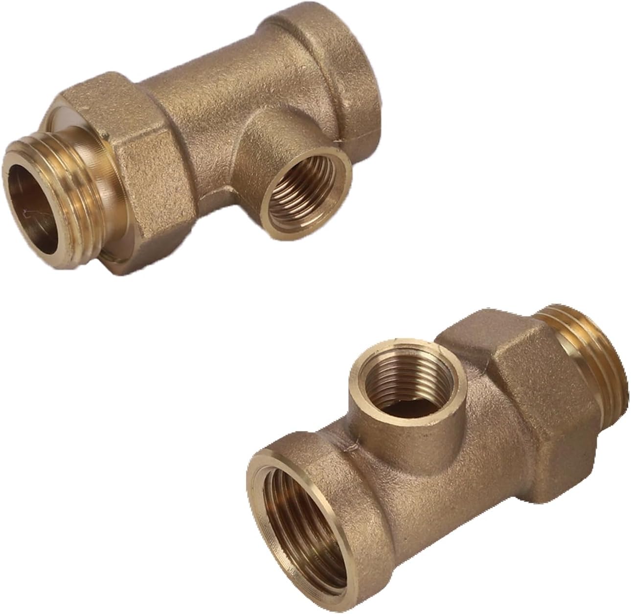Tranq Adaptador de tubería de latón versátil Barstock Street Tee 12″ FPT x 12″ MPT x 14″ FPT Juego de 2 conexiones de bomba de agua y mantenimiento