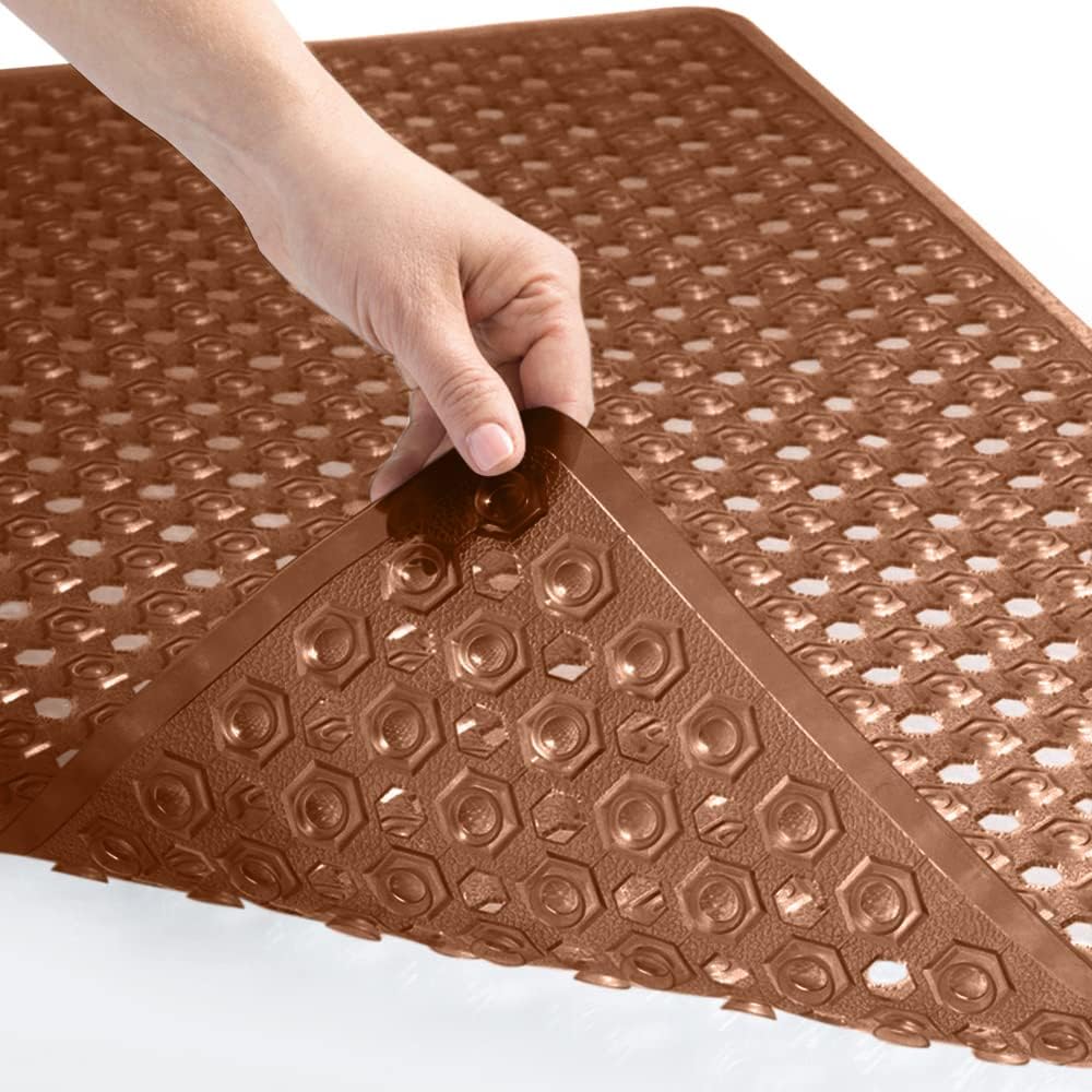 Gorilla Grip – Alfombra de baño, ducha y bañera patentada, lavable a máquina, anti-bacteriana, sin BPA, látex, sin ftalatos, cuadrada, con agujeros