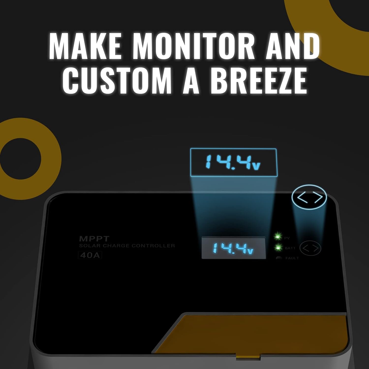 BougeRV MPPT Controlador de carga solar 40A, con control remoto de aplicación, pantalla LCD retroiluminada, sensor de temperatura, regulador de