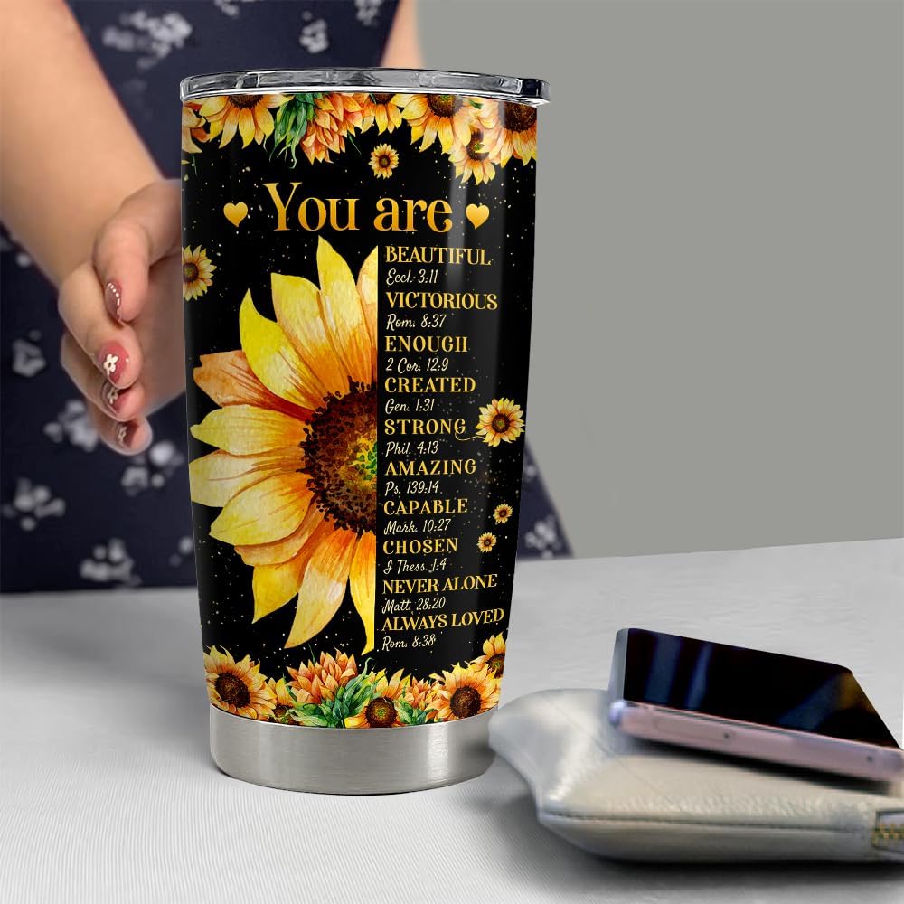 SANDJEST Vaso inspirador de 20 onzas, regalo cristiano, regalos inspiradores para mujeres, vasos con aislamiento de acero inoxidable motivacional,