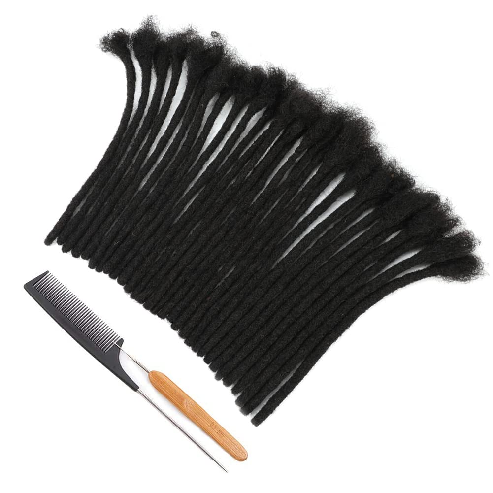 Loc – Extensiones de cabello humano 100 % real, 0.3 in de ancho, 8 pulgadas, 40 hebras totalmente hechas a mano, extensiones de cabello real
