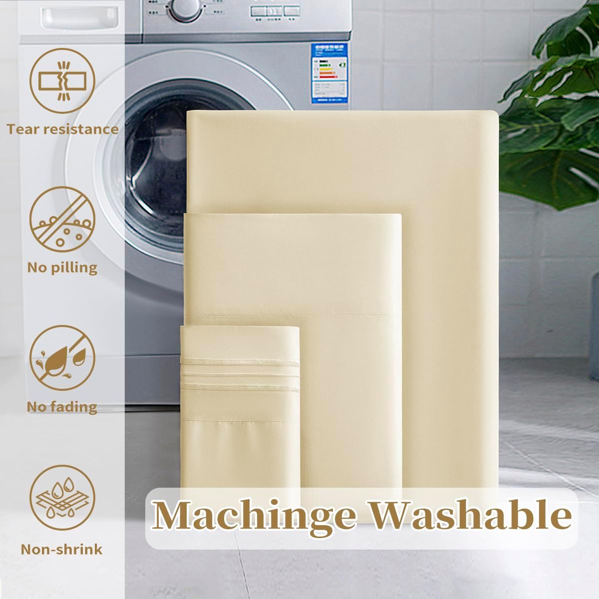 Juego de sábana para cama Shilucheng de microfibra y 1800hilos egipcios. Sábanas super suaves con bolsillos profundos de 16 pulgadas,
