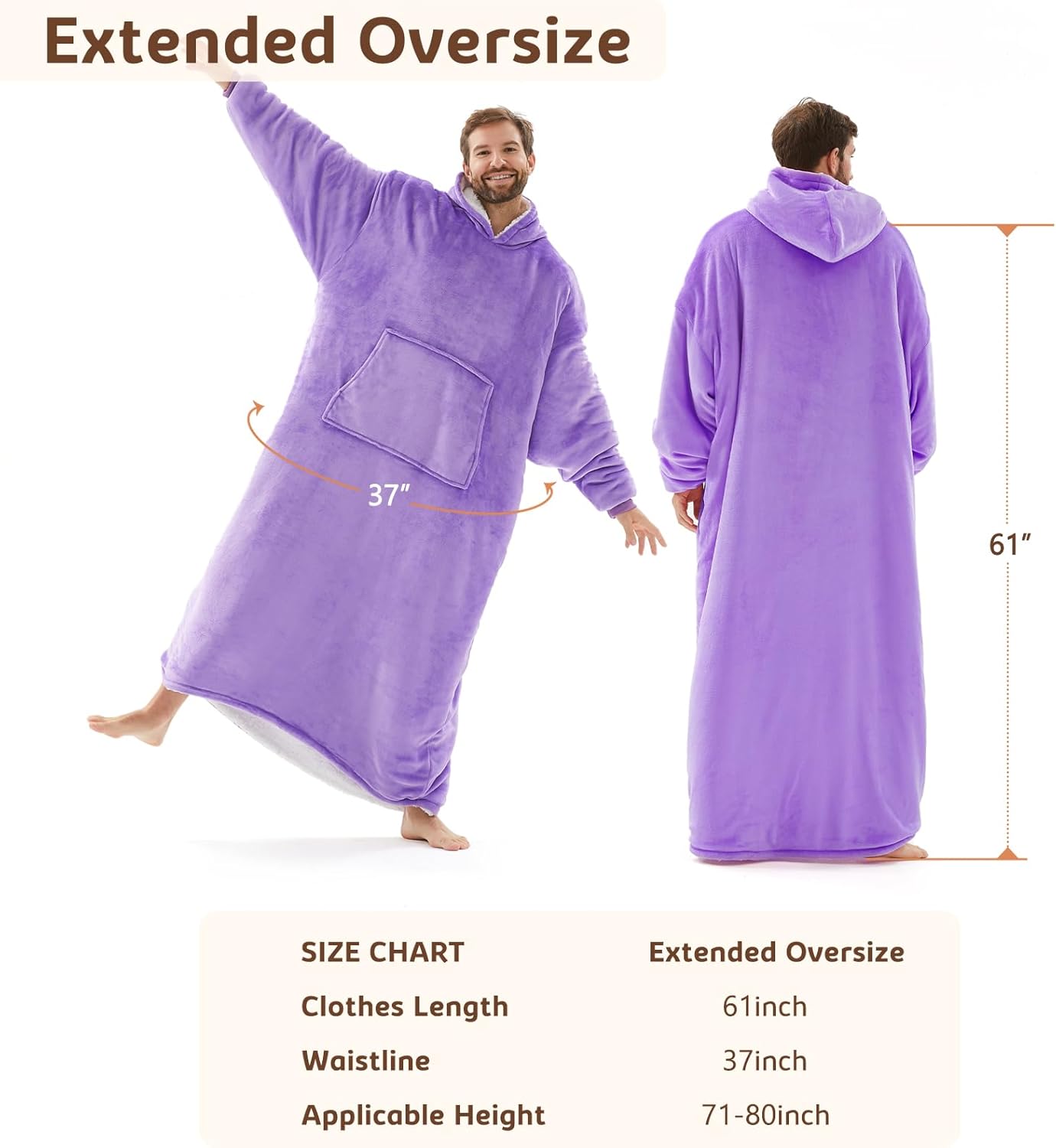 L’AGRATY Manta de gran tamaño con capucha para adultos, manta de vellón Sherpa con capucha de alta calidad para mujeres y hombres, sudadera larga