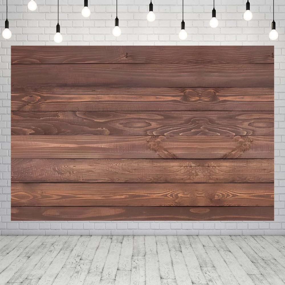 Telón de fondo de madera para fotografía de fiesta, 10 x 8 pies, fondo de madera marrón rústica para fotos, fondo de panel de madera, cumpleaños,