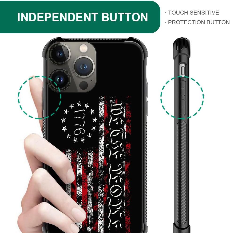 DAIZAG Funda compatible con iPhone 15 Pro, Classic American Flag 1776 We The People funda para iPhone 15 Pro fundas para hombre y mujer, protección