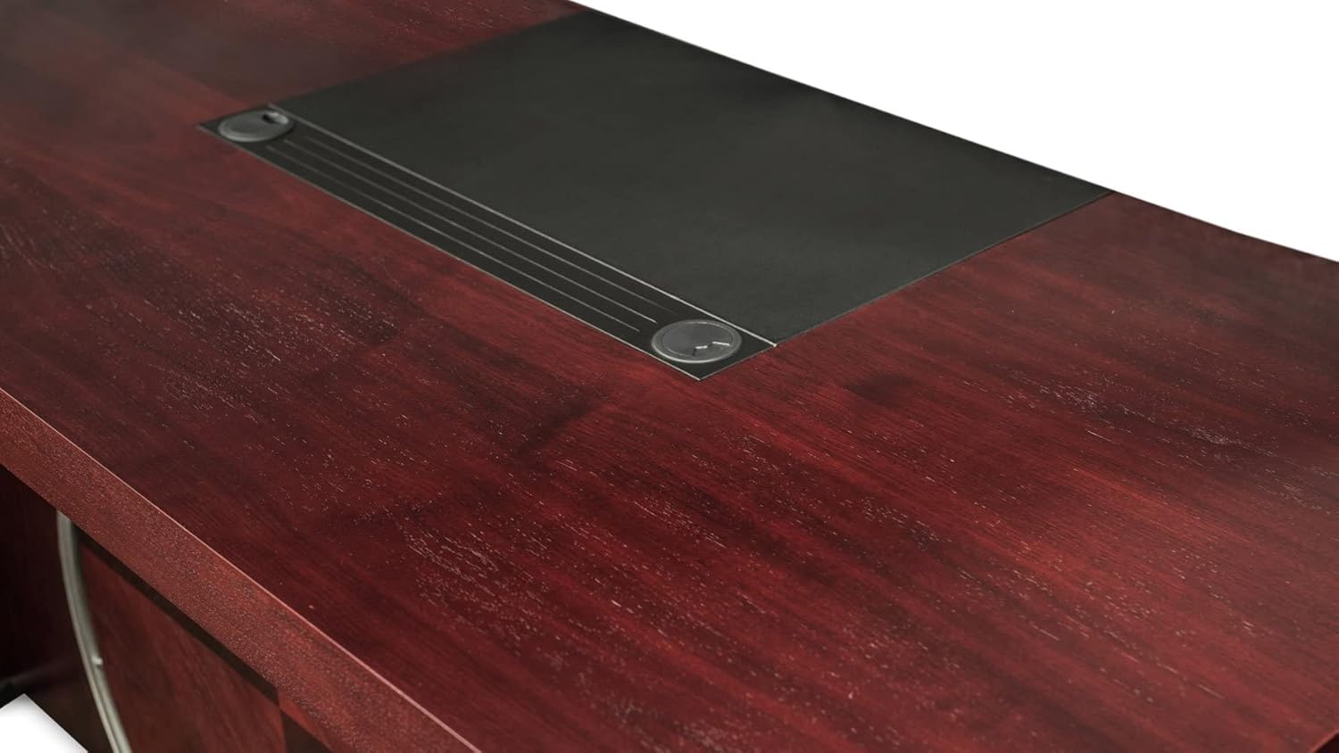 Zuri Muebles Pierce Mahogany Escritorio moderno con almacenamiento – Retorno derecho