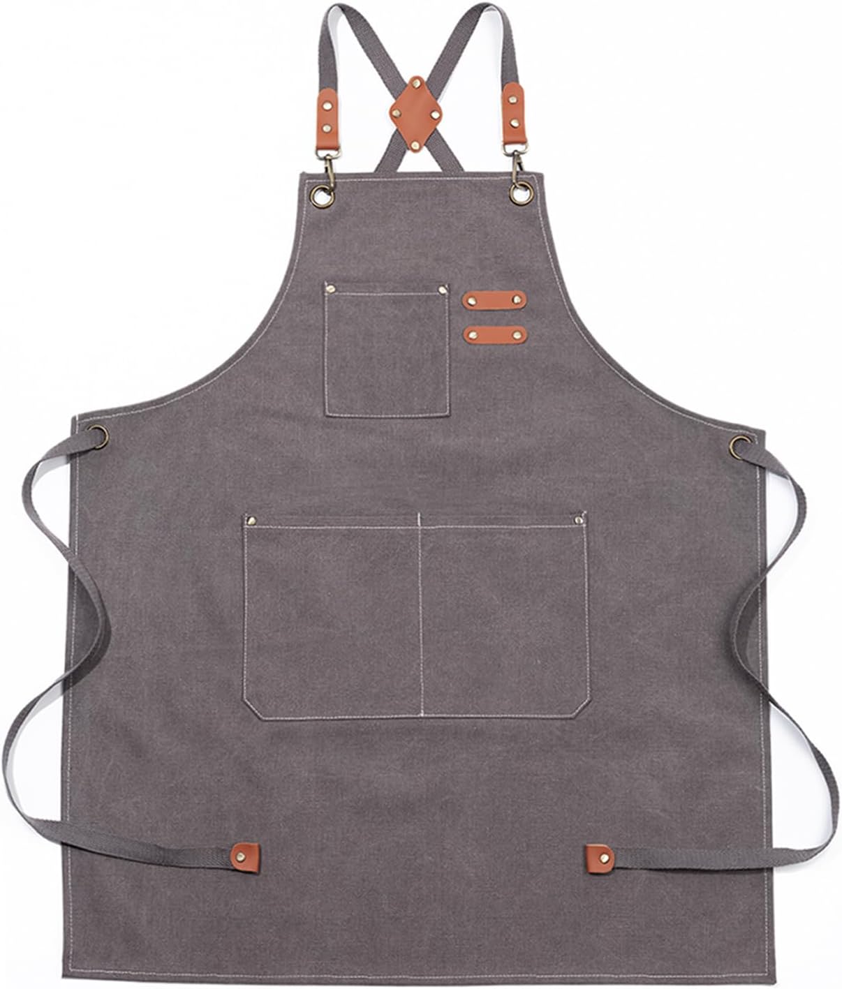 Delantales de chef impermeables para hombres y mujeres con bolsillos grandes, lona de algodón con espalda cruzada, delantal ajustable resistente