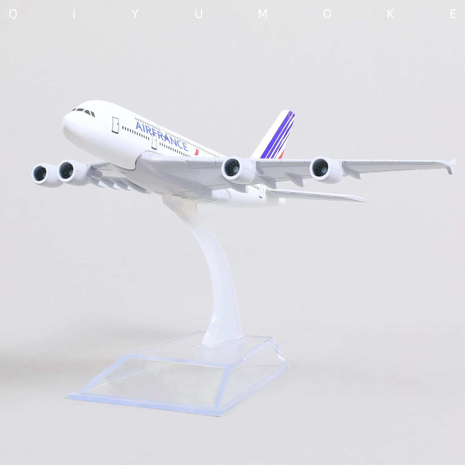 QIYUMOKE Airbus A380 France 1400 Modelo de avión de metal fundido a presión con soporte Sky Jumbo Airliner Modelo Avión Pantalla de aleación Kit de