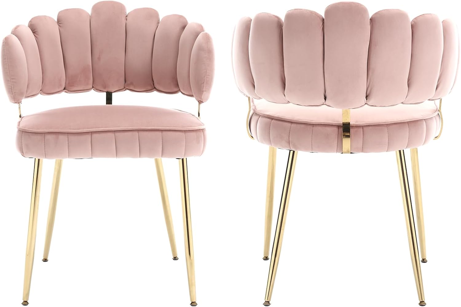MOONMISS Juego de 2 sillas de comedor de terciopelo, sillas decorativas modernas con respaldo irregular, silla auxiliar tapizada con patas de metal