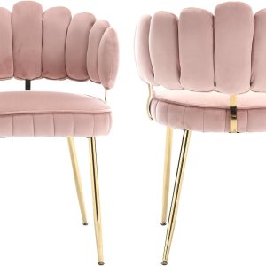 MOONMISS Juego de 2 sillas de comedor de terciopelo, sillas decorativas modernas con respaldo irregular, silla auxiliar tapizada con patas de metal MOONMISS Juego de 2 sillas de comedor de terciopelo, sillas decorativas modernas con respaldo irregular, silla auxiliar tapizada con patas de metal
