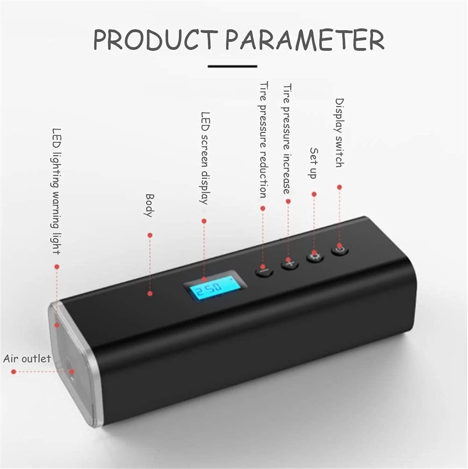 CAFFIA Tire Inflator Portable Air Compressor, Wireless Rechargeable Air Pump for Car Tires Bicycles with Pressure Gauge Auto Shut Off Cordless