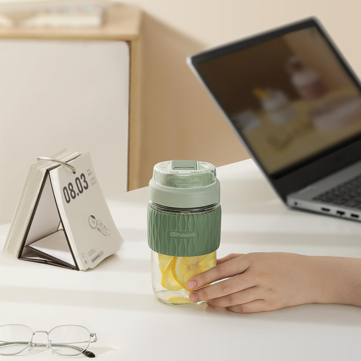Vaso de vidrio de 16 onzas con popote y tapa, taza de café de vidrio de doble bebida con funda de silicona, vaso de café a prueba de fugas para