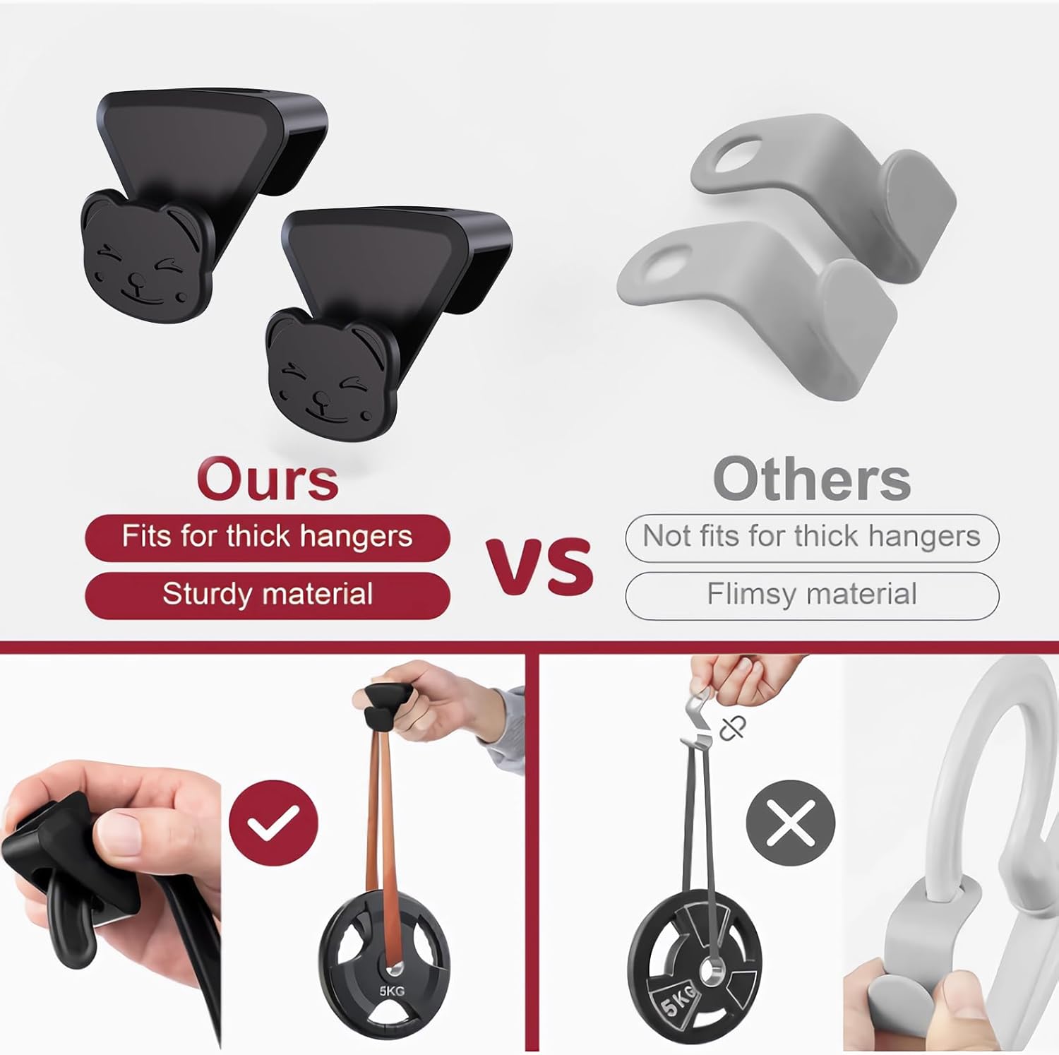 30 perchas que ahorran espacio, ahorran espacio en forma de oso con triángulos para perchas, colgador de ropa de plástico para organizador y