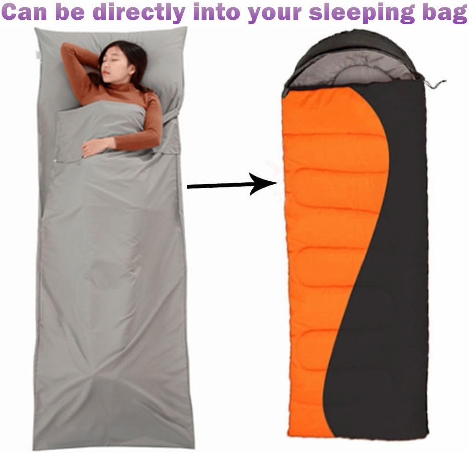 Bolsa de dormir para viajes, sábana de campamento, ligera, bolsa de dormir compacta, ligera, transpirable, cálida, espaciosa, para campamento,