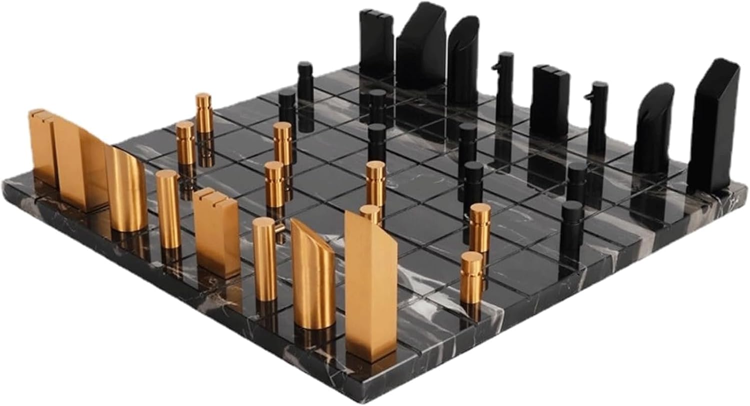 Ajedrez creativo de lujo, tablero de ajedrez de mármol y piezas de ajedrez de metal, juegos de mesa, decoración de mesa nórdica