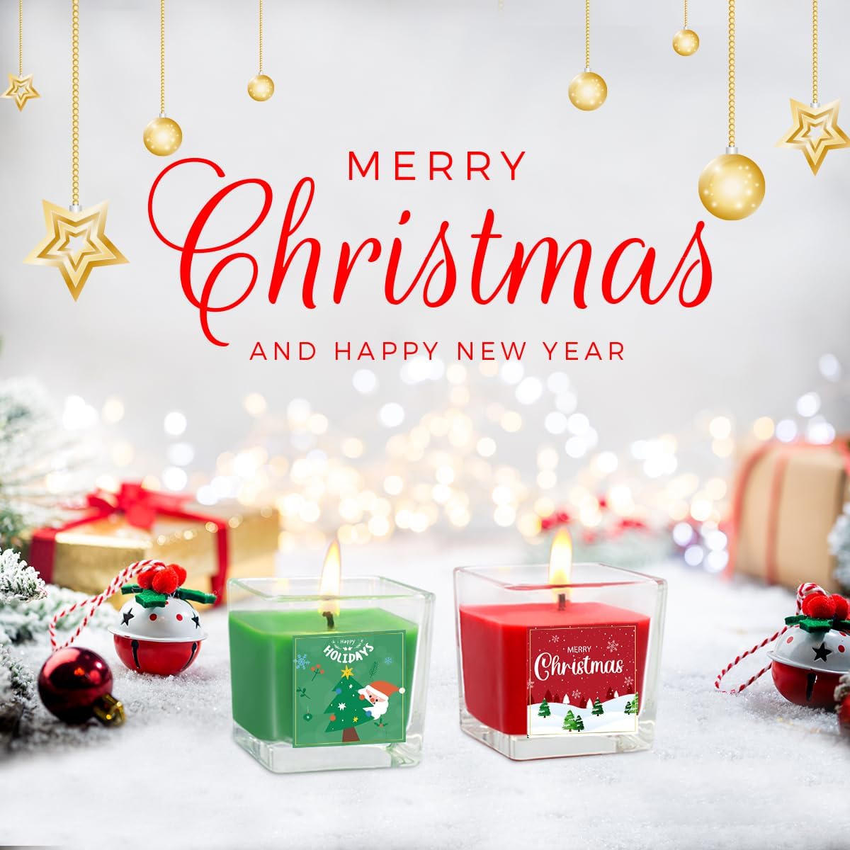 10 velas votivas rojas y 10 verdes en tarro de vidrio cuadrado transparente, velas perfumadas de cedro, manzana y canela, 10 horas de tiempo de