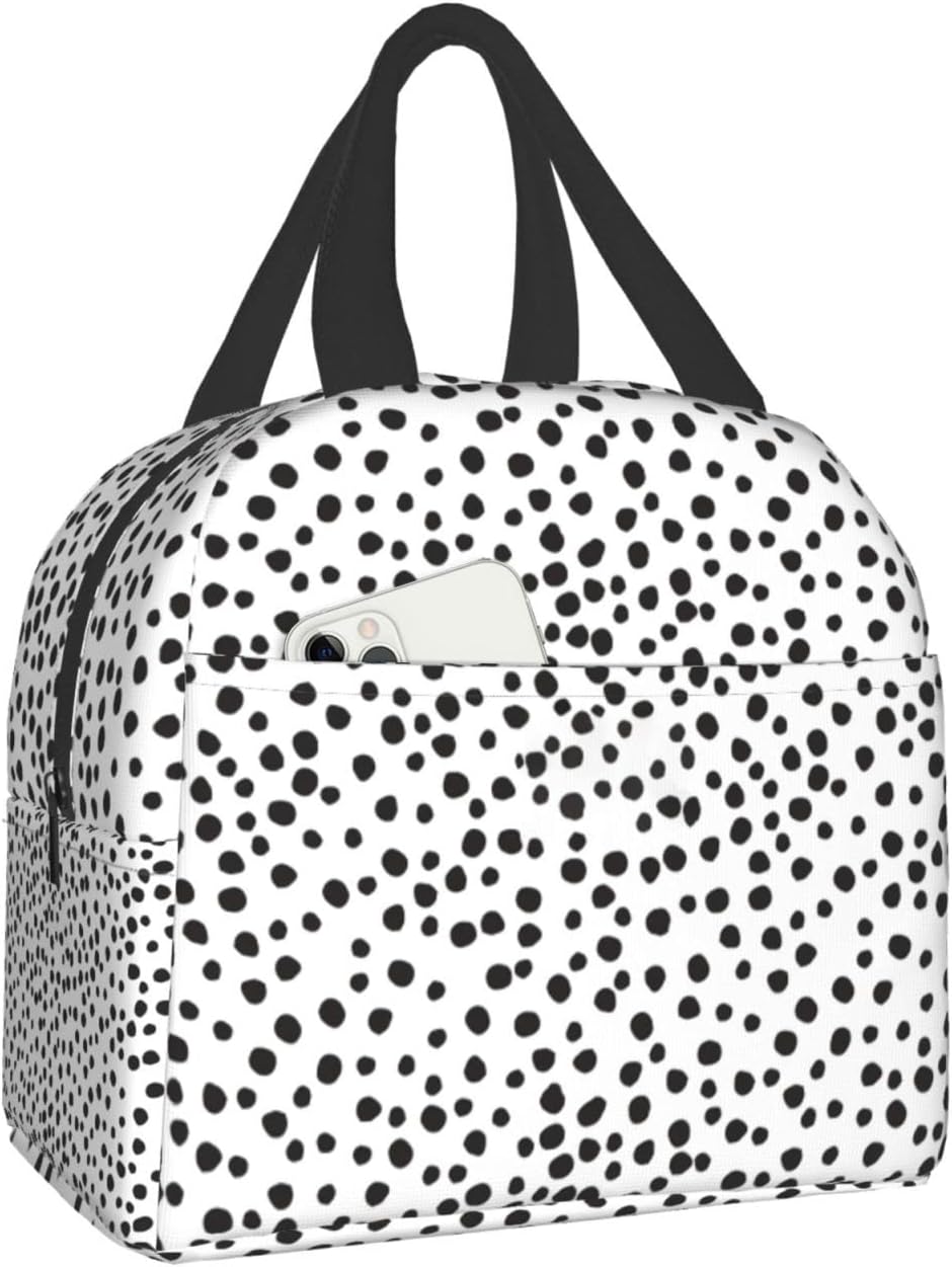 Lonchera estética de lunares para mujeres, niños, adolescentes, niñas, niños, bolsa de almuerzo aislada, reutilizable, personalizada, elegante, para