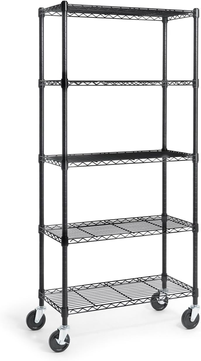 CAPHAUS NSF – Estantería de alambre resistente de grado comercial con ruedas, patas de nivelación y revestimientos, estante de metal de