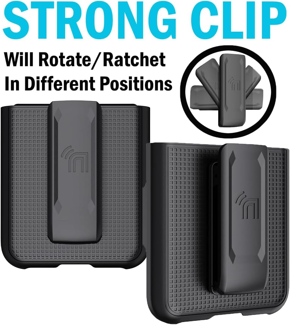 Nakedcellphone – Funda con clip para Motorola RAZR+ 2023, textura de cuadrícula cubierta rígida delgada y rotacióntrinquete Combo de funda de cadera