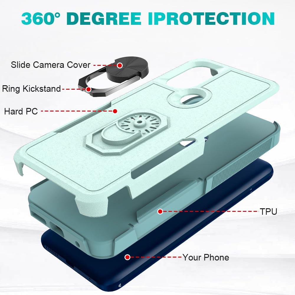 Oududianzi – Funda para teléfono Motorola Moto G Play 2023Moto PureMoto G Power 2022, con 2 protectores de pantalla, soporte giratorio de 360, funda