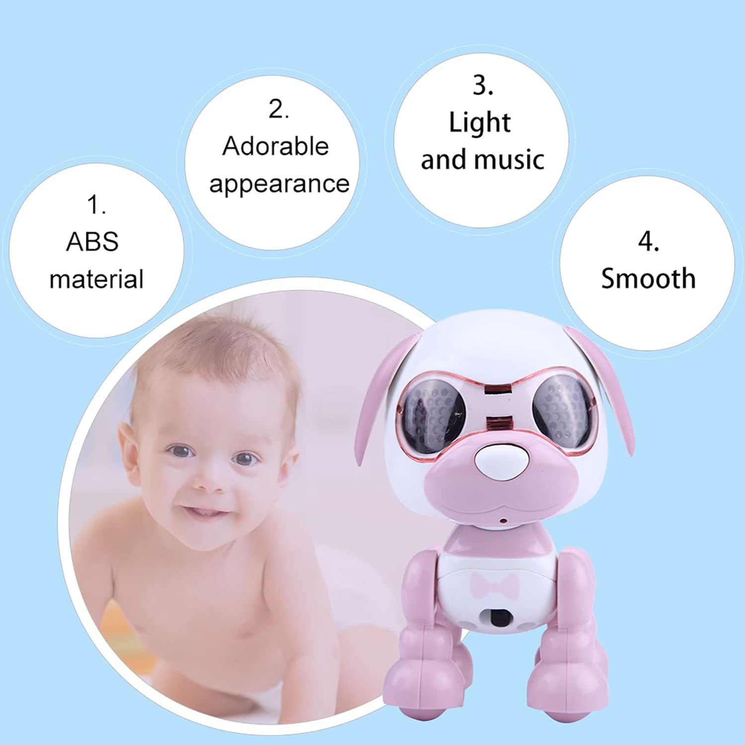 Juguete robot para perro, robot electrónico para mascotas, juguete inteligente para niños, sonido interactivo, cachorro, con luz LED, juguete