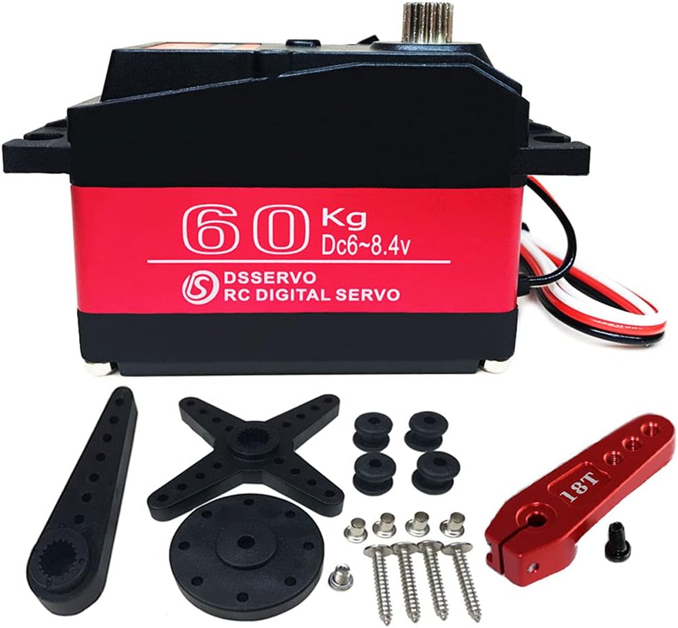 132.3 lbs Digital Servo 8.4V Engranaje De Acero Inoxidable De Alto Voltaje Gran Torque De Alta Velocidad Impermeable 15 Baja Servos – 180 Grados