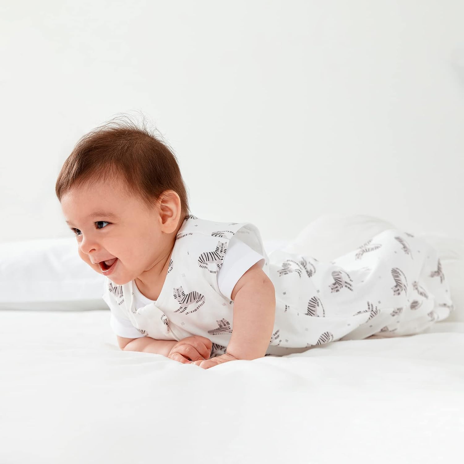 Duomiaomiao TOG 0.5 – Saco de dormir unisex para bebé, 100% algodón natural, saco de dormir con cremallera de 2 vías, 0.5 Tog-tigre