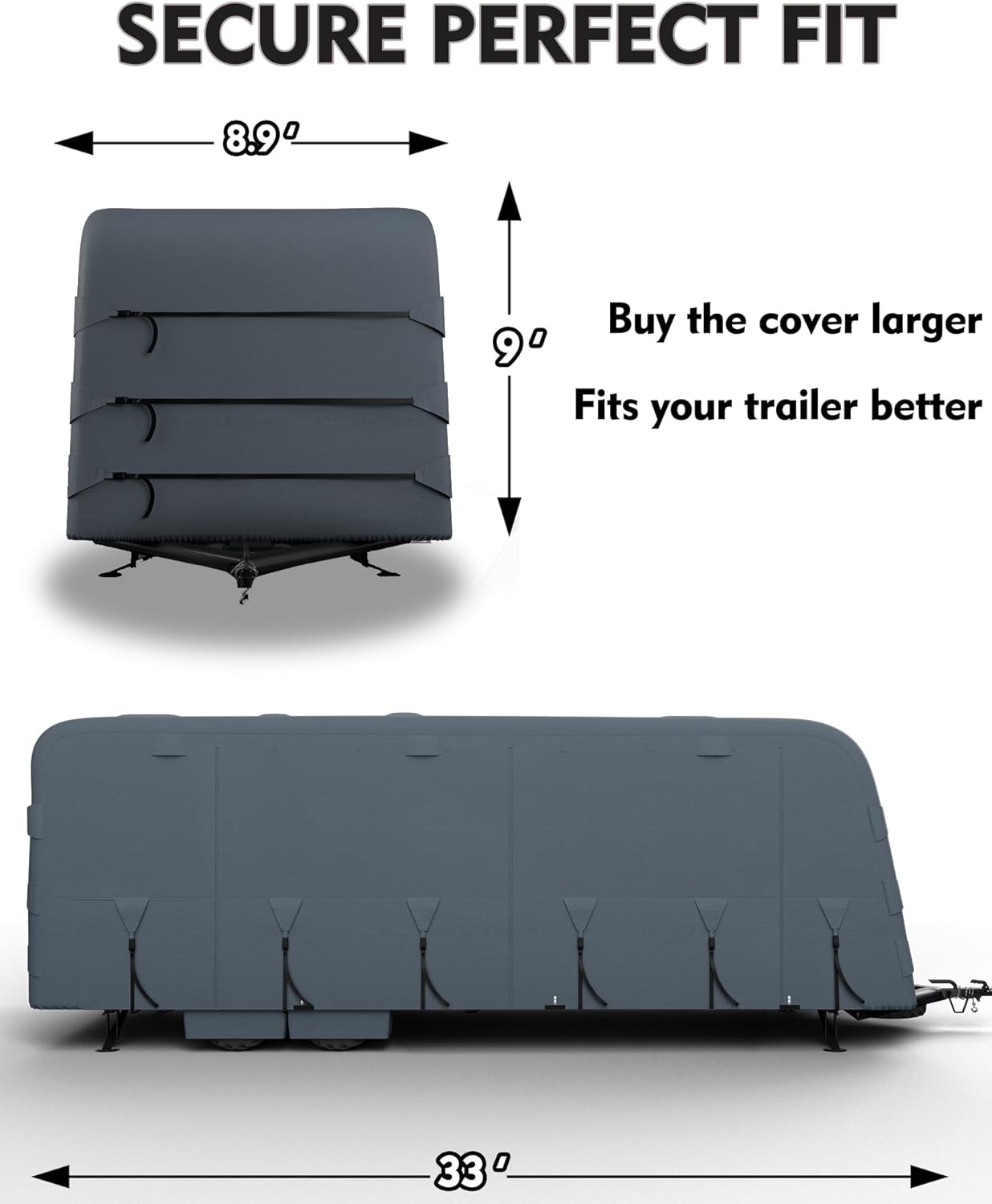 Cubierta de remolque de viaje de alta resistencia, extra gruesa, impermeable y anti-UV, panel superior de 6 capas, cubierta reforzada a prueba de