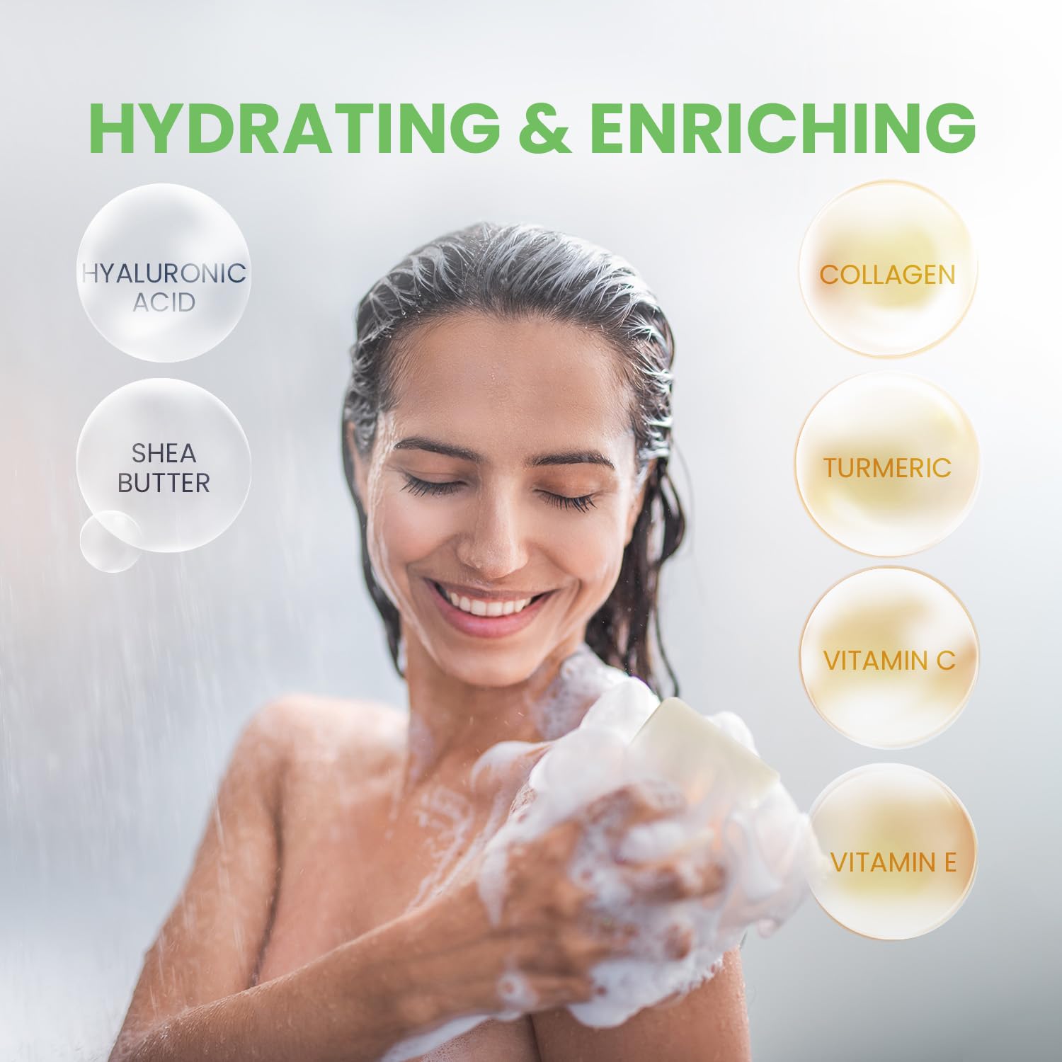 Body Restore Jabón de ácido kójico (bergamota 2 unidades), con vitamina C, E, manteca de karité, colágeno, ácido hialurónico, cúrcuma, retinol para