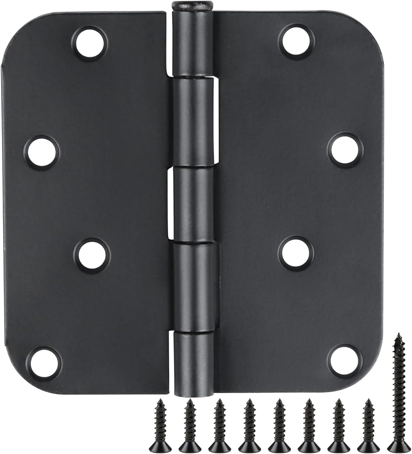 Paquete de 18 bisagras de puerta negras de 4 pulgadas x 4 pulgadas, redondeadas, resistentes, bisagras negras mate negras para puertas interiores,