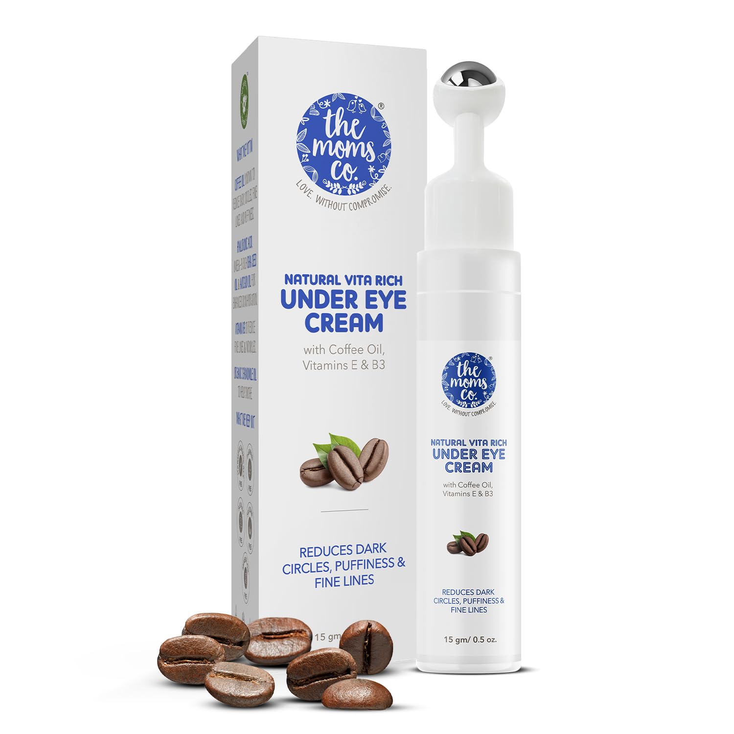 The Moms Co. Natural Vita Rich – Crema para debajo de los ojos para ojeras e hinchazón para mujeres, adecuada para pieles delicadas debajo de los