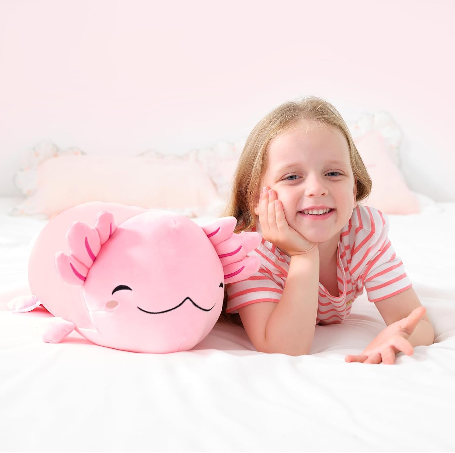 Axolotl – Peluche de animal de peluche suave de 19 pulgadas, linda almohada de felpa de ajolote kawaii, regalo para niños y niñas, cumpleaños,