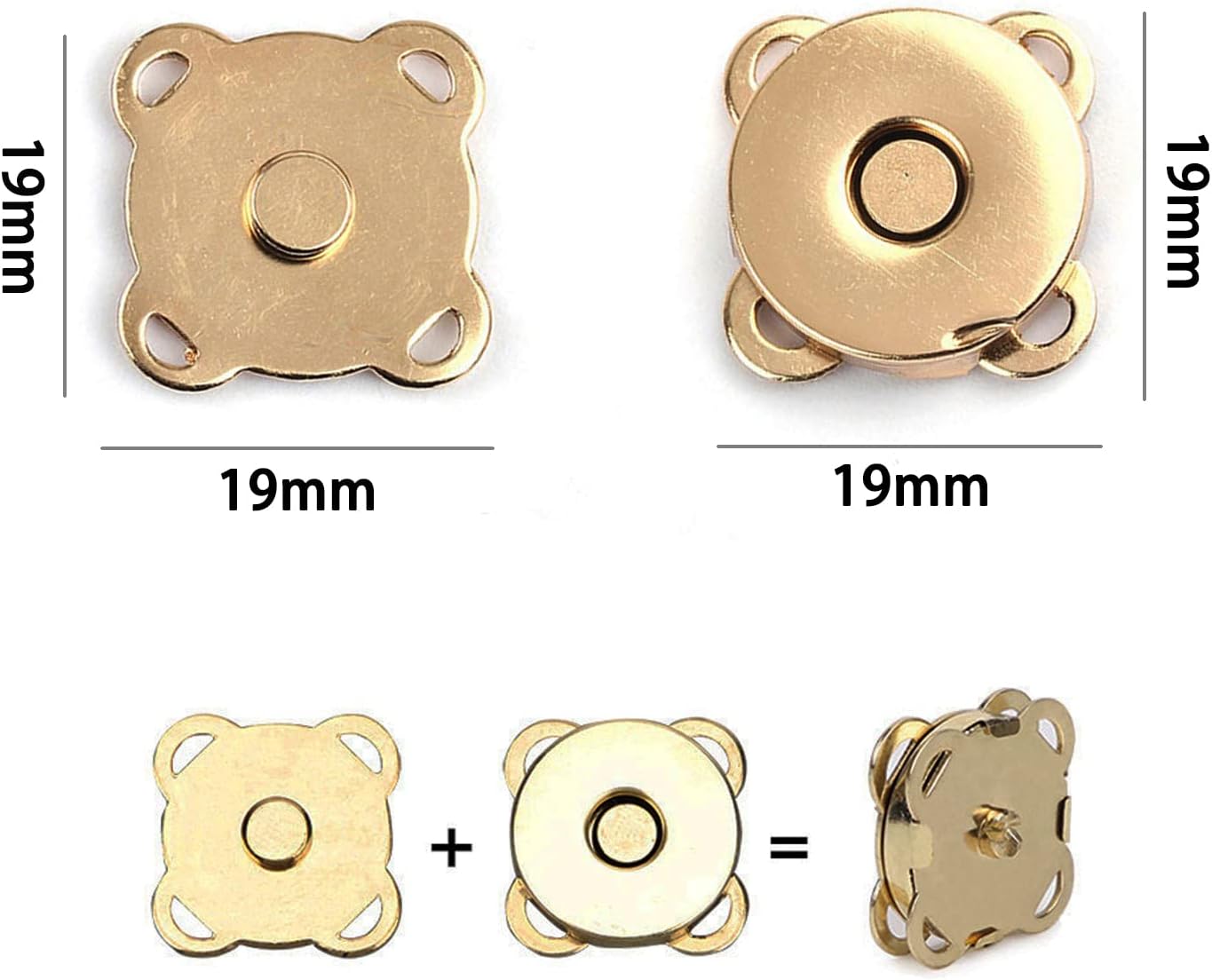 WAFJMAF – 10 juegos de cierres magnéticos para bolsas, botones a presión, monedero ideal para cierre, bolso, ropa, costura, manualidades, no