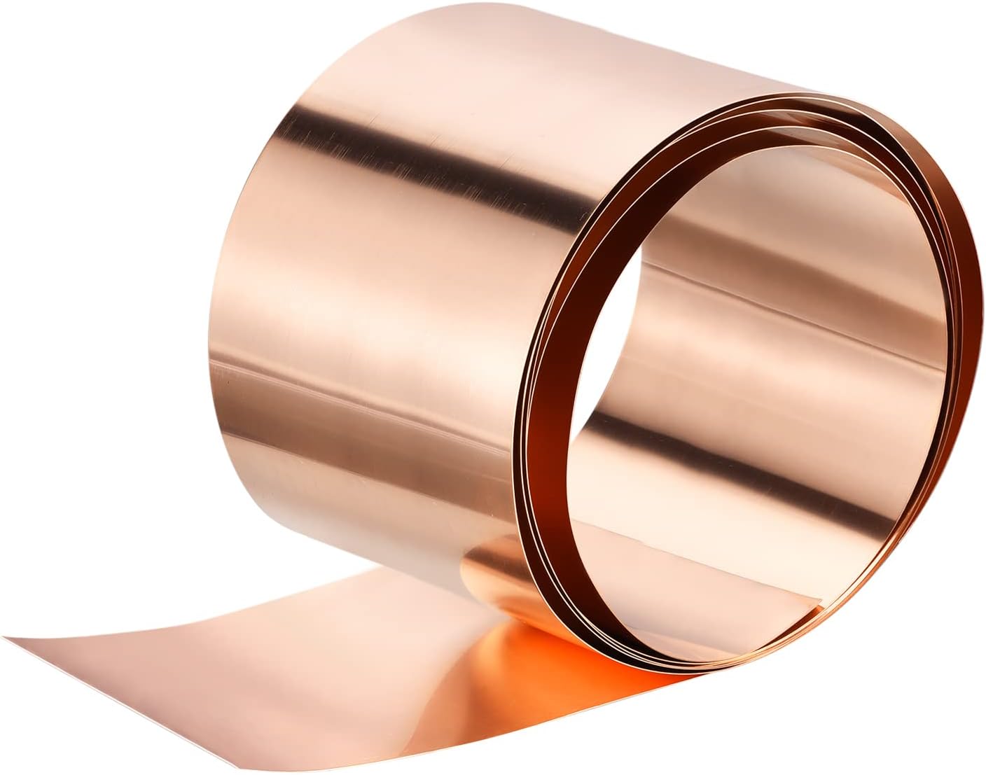 uxcell Rollo de lámina de cobre de 137.795 in x 7.874 in x 0.004 in, 99.9% de tira de cobre puro, placa de lámina de metal intermitente de cobre
