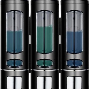 BQRIH Dispensador de champú y acondicionador, dispensador de champú de ducha 3 en 1, dispensador de champú de 3 cámaras sin taladro, dispensador de BQRIH Dispensador de champú y acondicionador, dispensador de champú de ducha 3 en 1, dispensador de champú de 3 cámaras sin taladro, dispensador de