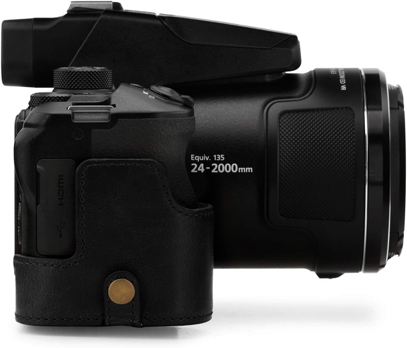 MegaGear Ever Ready – Funda de piel compatible con Nikon Coolpix P950, color negro (MG1877)