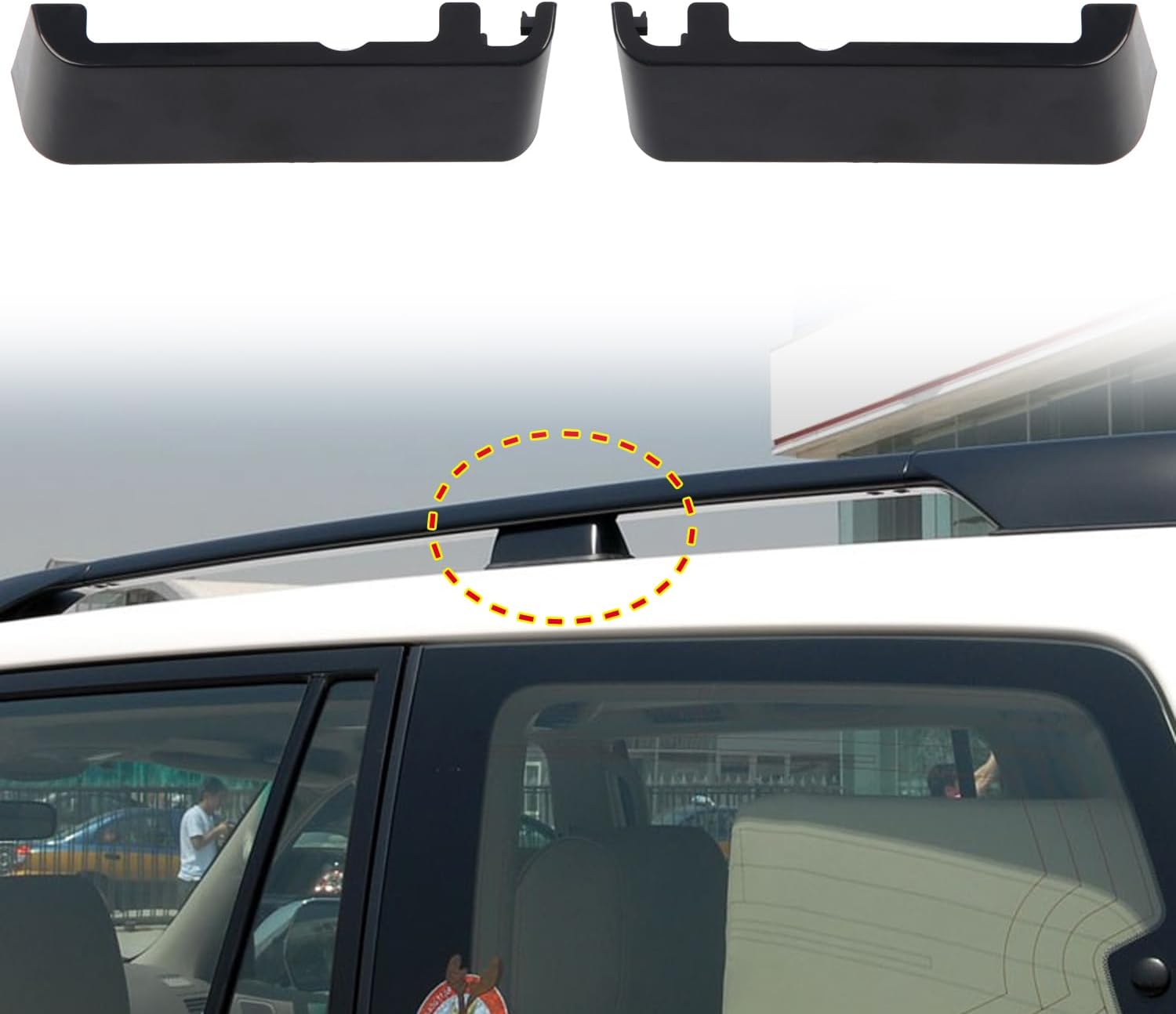Para Toyota Land Cruiser Prado FJ120 2003-2009 Portaequipajes de techo negro cubierta central accesorio de coche 2 piezas (solo apto para