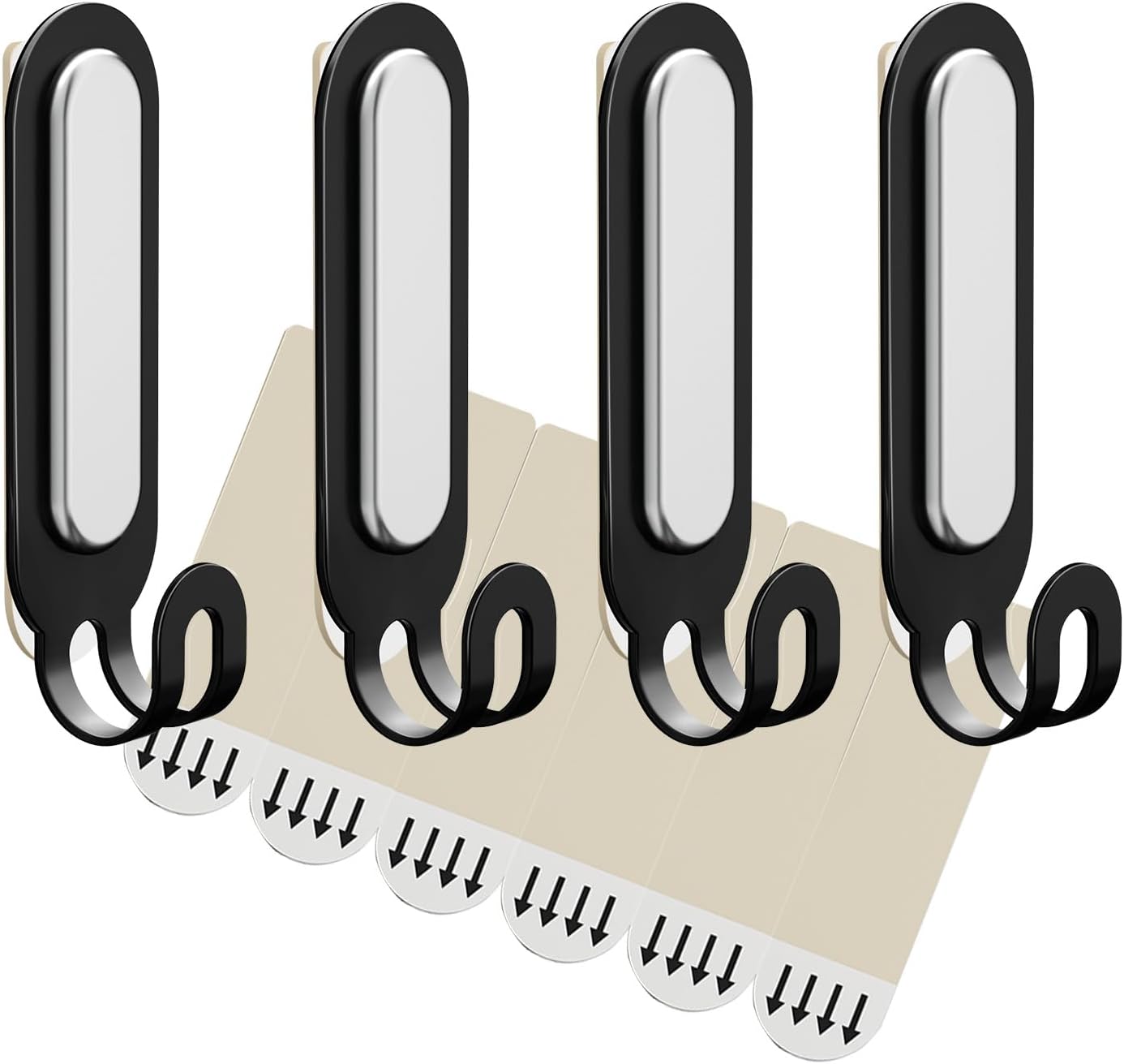 TAILI Ganchos de pared de metal ampliados para colgar sin daños con tiras adhesivas, ganchos adhesivos resistentes para almacenamiento del hogar y