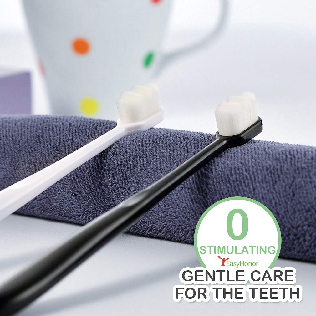 EasyHonor Cepillo de dientes extra suave para encías sensibles, cepillo de dientes manual de micropiel con cerdas de hilo dental suaves para mujeres