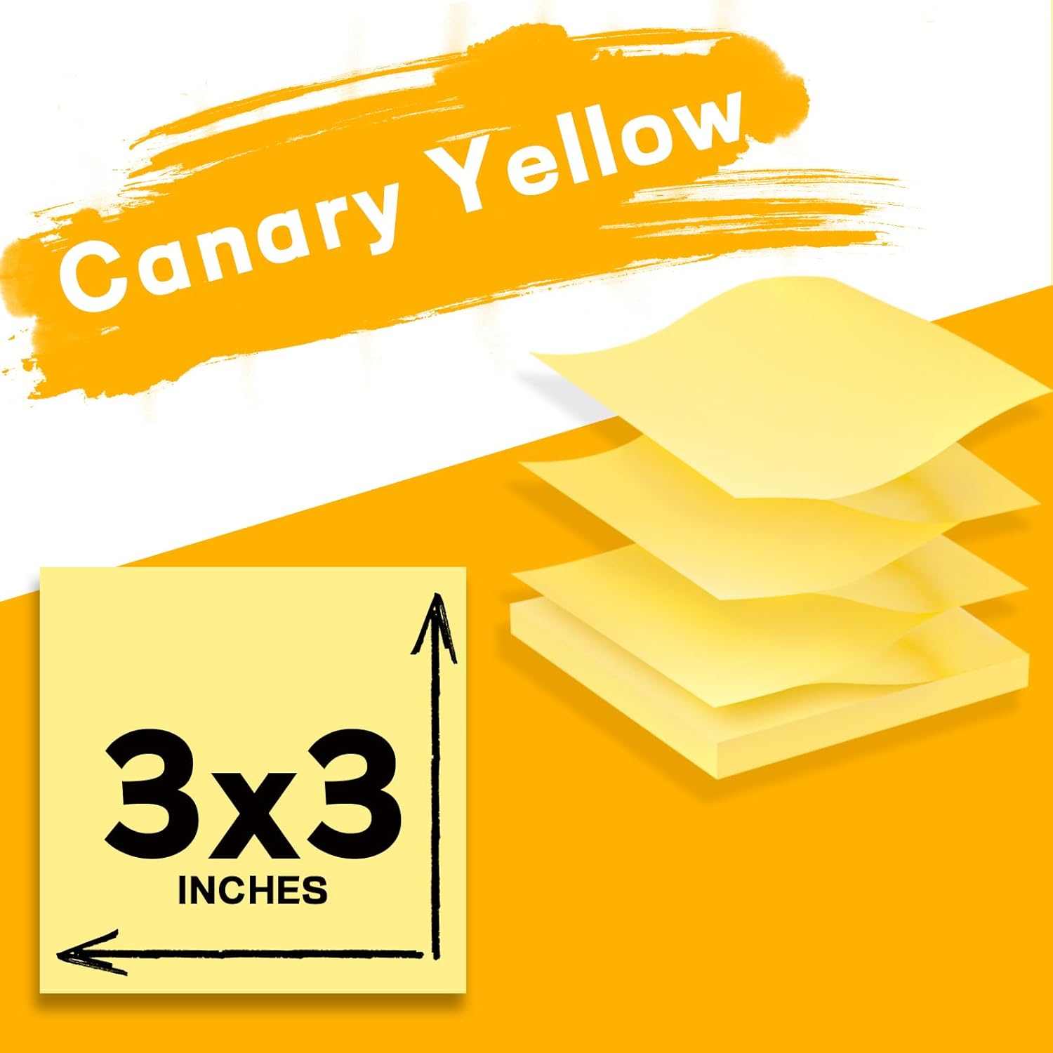 (24 blocs) Notas adhesivas emergentes de 3 x 3 pulgadas, poste adhesivo fuerte amarillo canario, adecuado para el hogar, oficina, escuela,