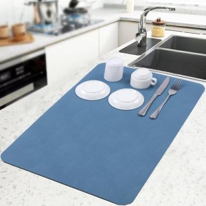 TCASH Tapete de secado de platos para encimera de cocina, 24 x 16 pulgadas, tapete de drenaje súper absorbente, almohadilla antideslizante para TCASH Tapete de secado de platos para encimera de cocina, 24 x 16 pulgadas, tapete de drenaje súper absorbente, almohadilla antideslizante para
