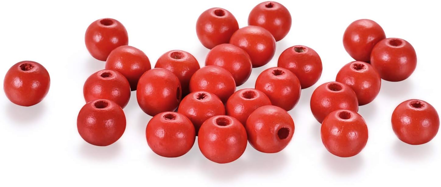 300 cuentas de madera roja de 0.394in acabadas redondas teñidas de madera espaciadora cuentas sueltas para niños o adultos artesaníafabricación de