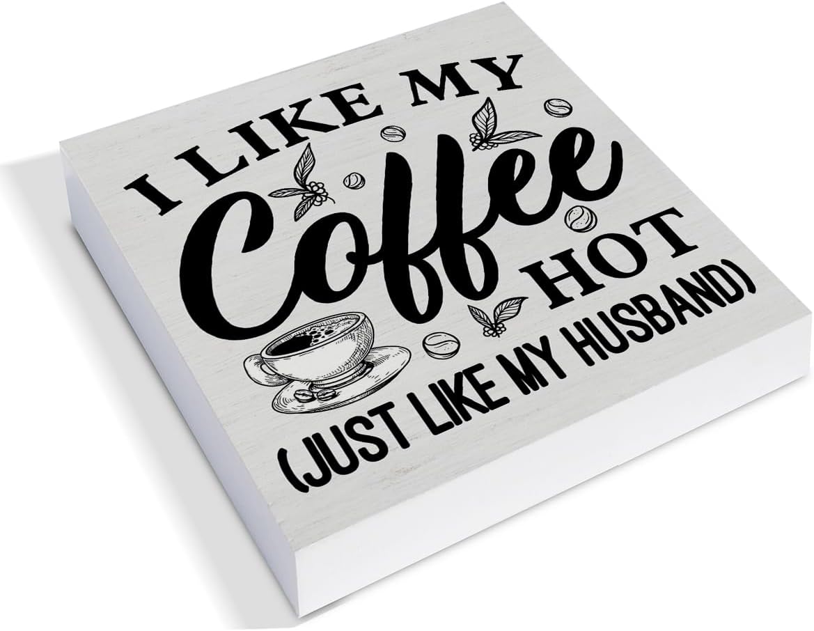 Cartel rústico de madera para amantes del café, decoración de escritorio, con texto en inglés “I Like My Coffee” (I Like My Coffee), letrero de