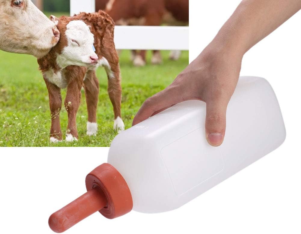 Alimentador de leche de ternero de 2L Tazas de botella de leche de ternero de lactancia Biberón de vaca sin mango Juego de tornillos Ordeño Reemplazo