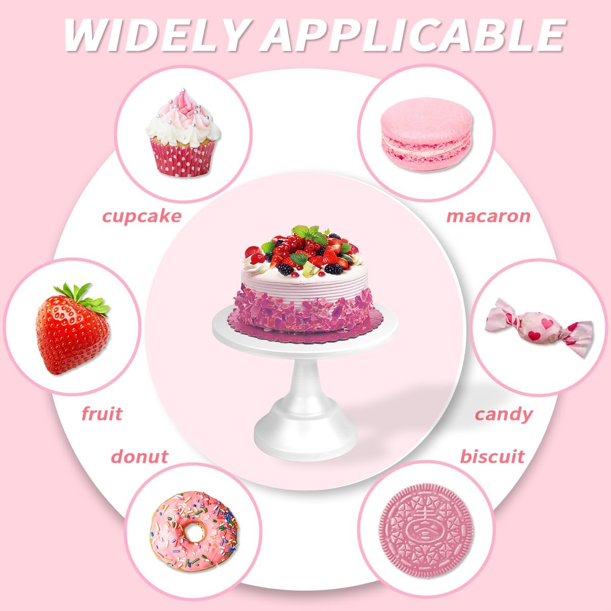 mwellewm Juego de 5 soportes redondos de metal alto para tartas para mesa de postres, soporte para cupcakes de 8, 10, 12 pulgadas, para fiesta,