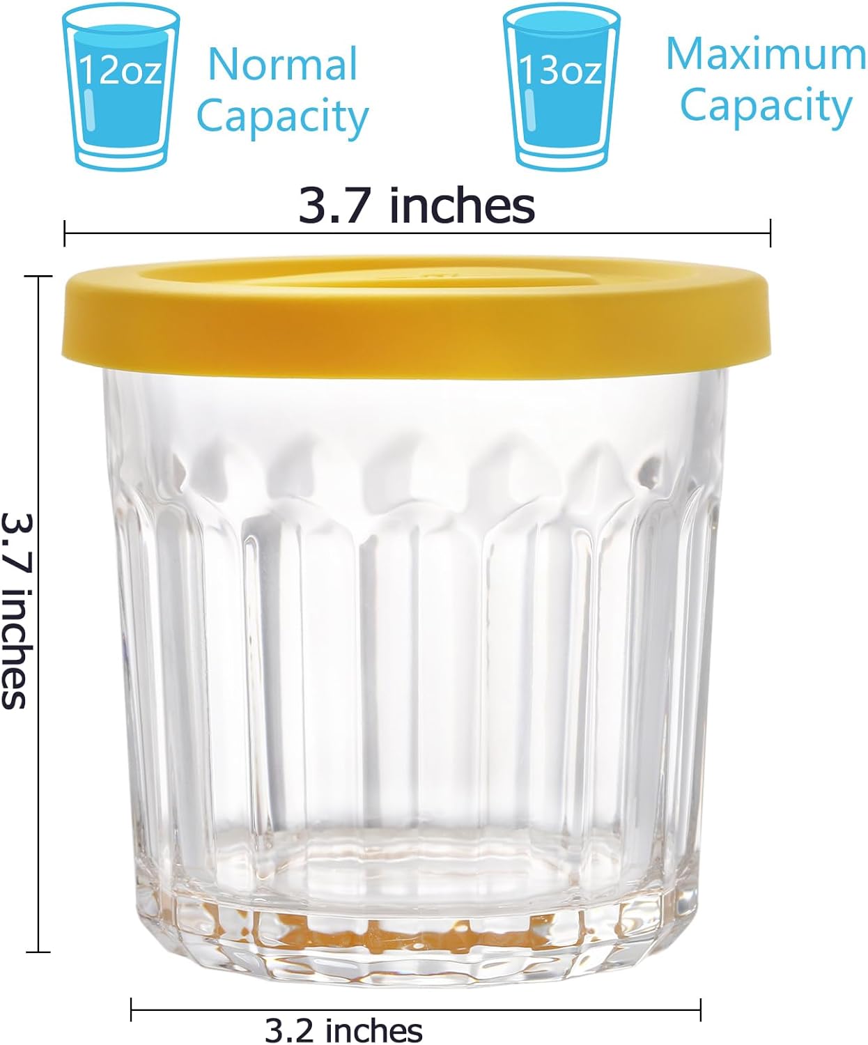 Coloch Paquete de 4 tarros de vidrio de 13 onzas con tapa a prueba de fugas, tarro de almacenamiento transparente de 13.5 fl oz para especias, hojas