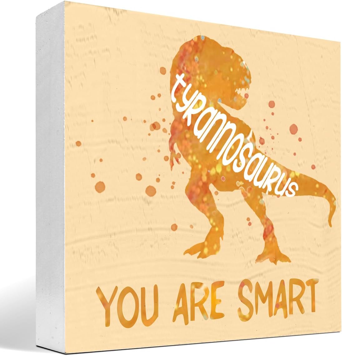 Letrero de madera con texto en inglés “You are Smart Inspiration” para cuarto del bebé, decoración de escritorio con diseño de tiranosaurio naranja